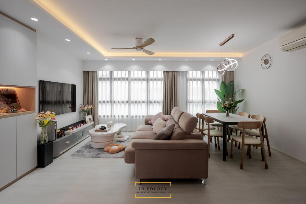 Contemporary Living Room with Herringbone Tiling and Parquet Floor