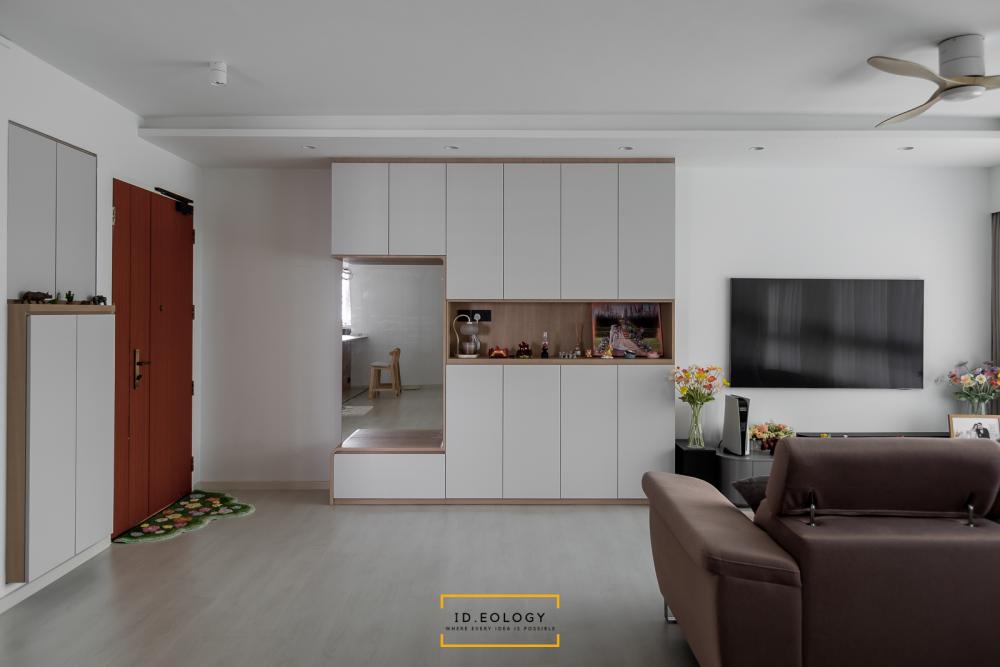 Contemporary Living Room with TV Console and Feature Wall