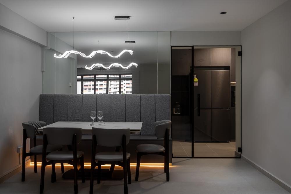 Industrial Dining Room with Console Table and Tableware