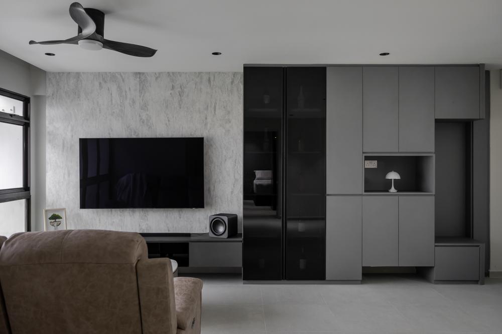 Industrial Living Room with Feature Wall and Sofa