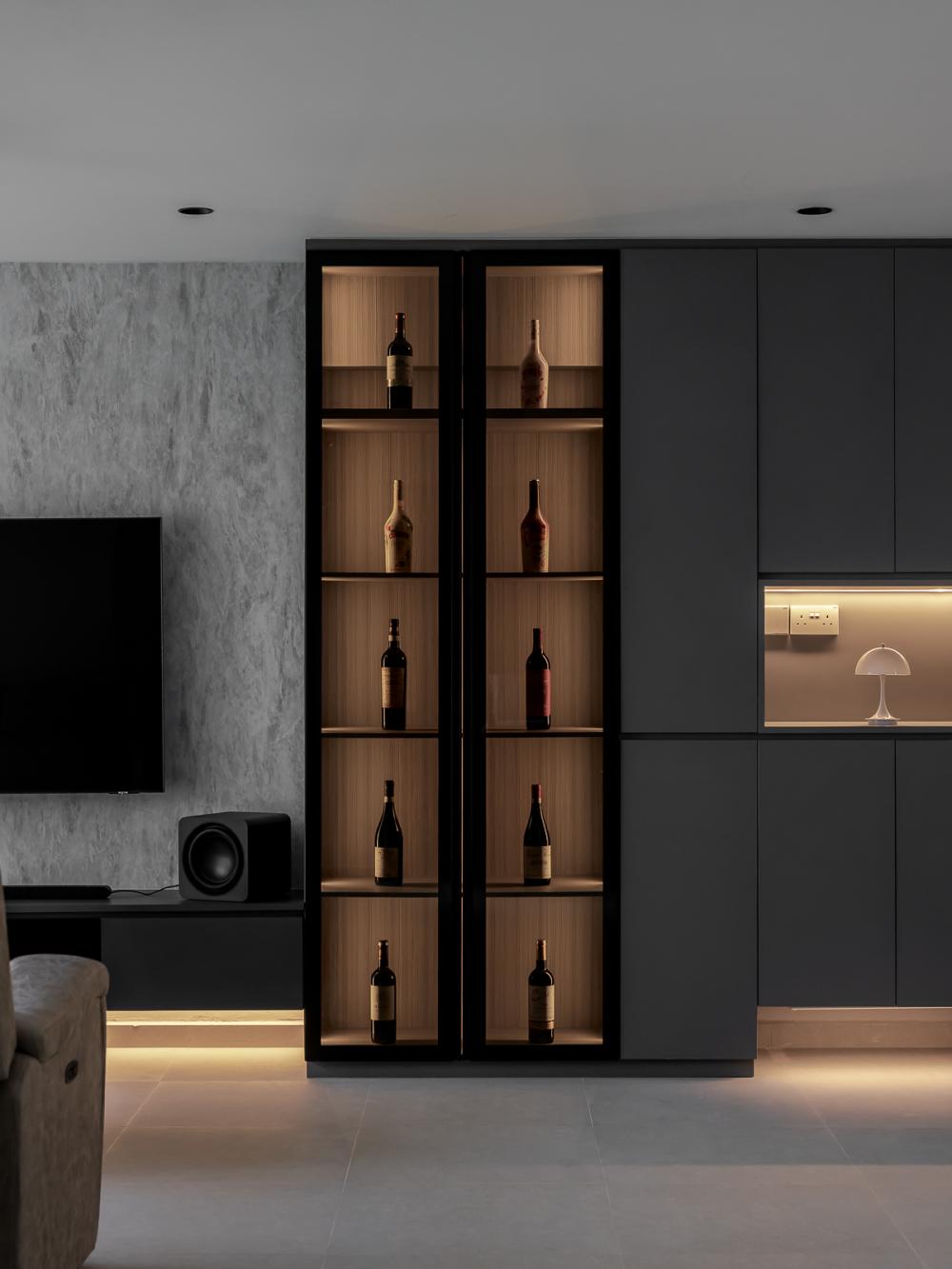 Industrial Living Room with TV Console and Feature Wall