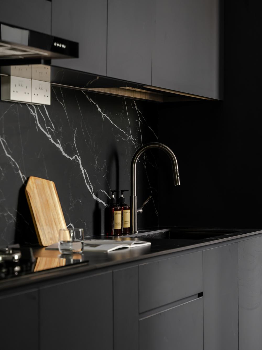 Industrial Kitchen with Kitchen Island and Mosaic