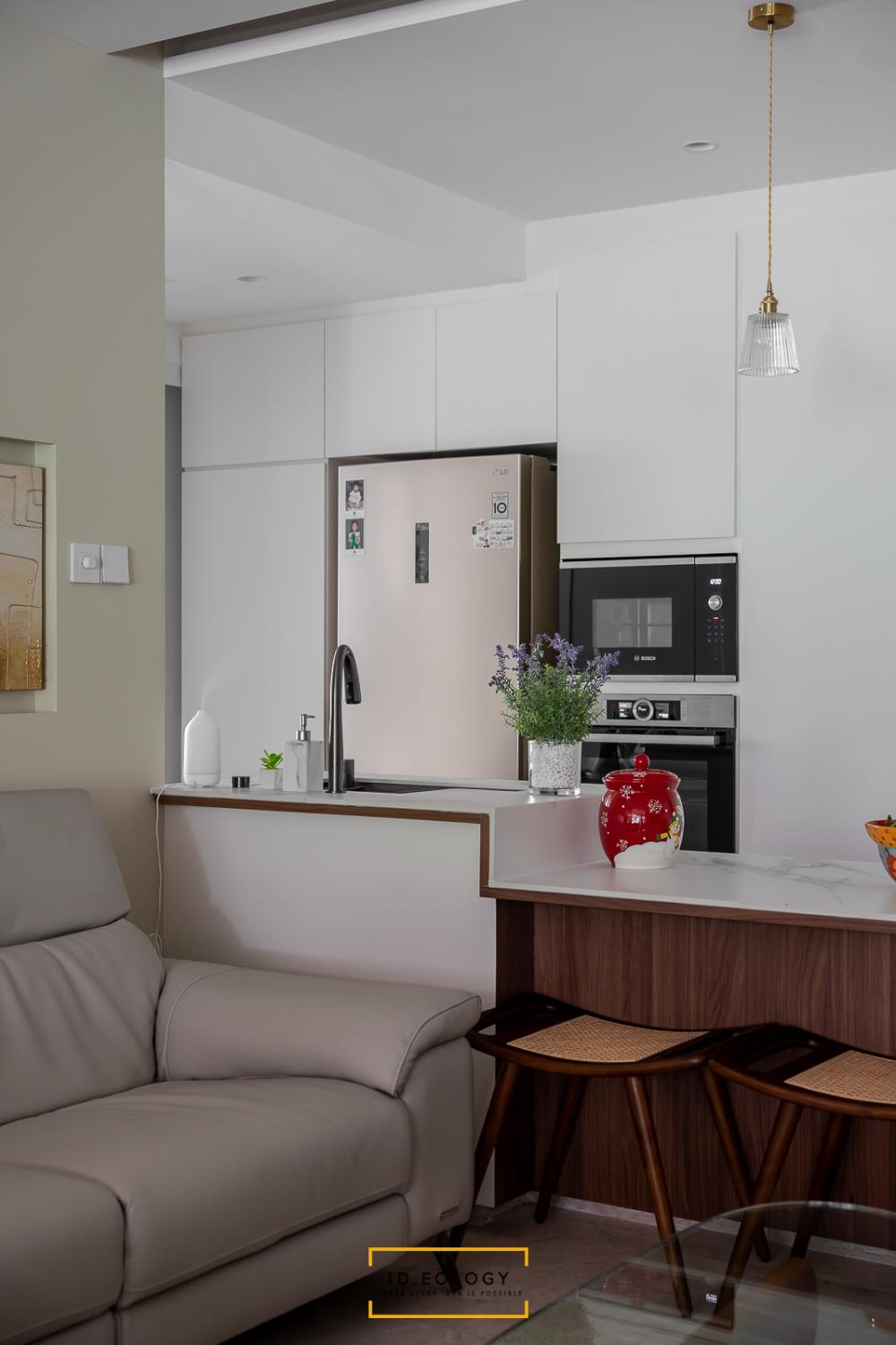 Contemporary Kitchen with Kitchen Window and Mosaic