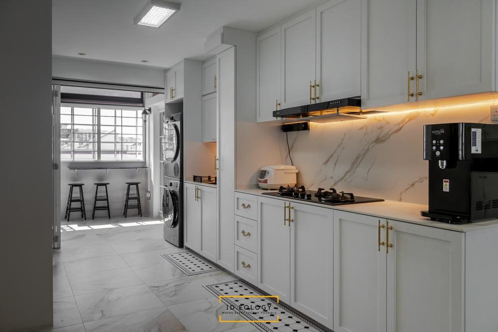 Country Kitchen with Parquet Floor and Kitchen Window