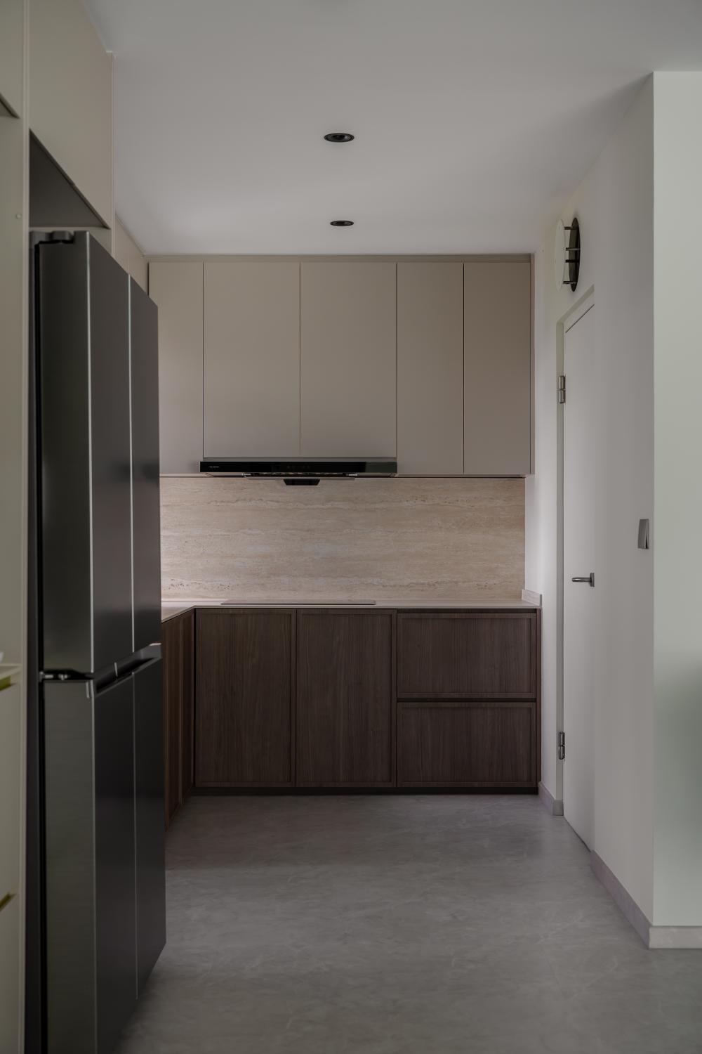 Minimalist Kitchen with Countertop and Vinyl Flooring