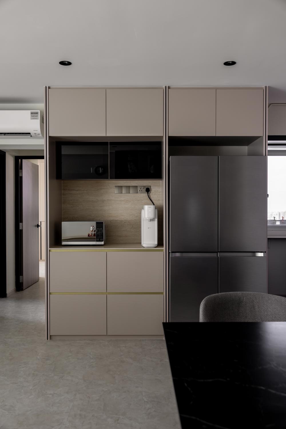 Minimalist Kitchen with Countertop and Vinyl Flooring