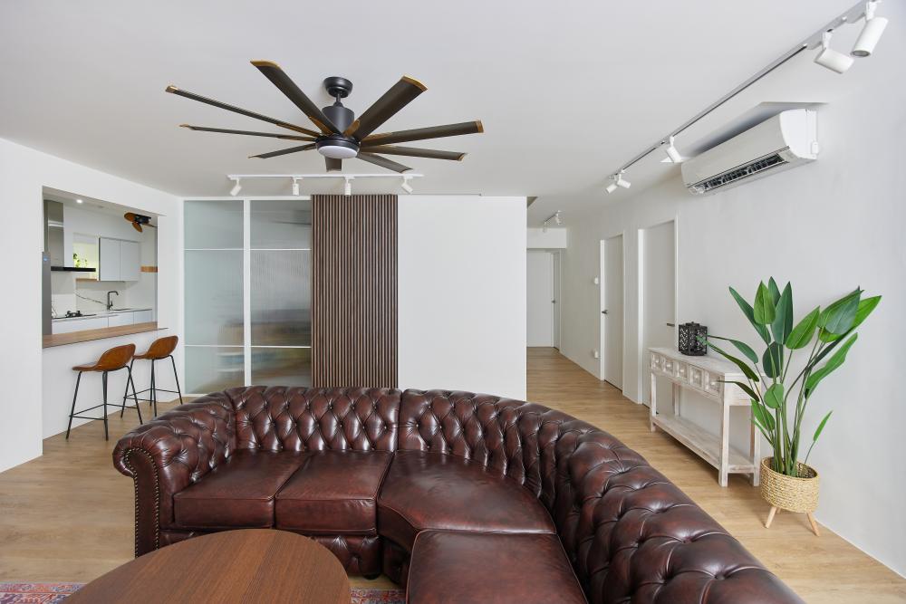 Modern Living Room with Vinyl Flooring and Sofa
