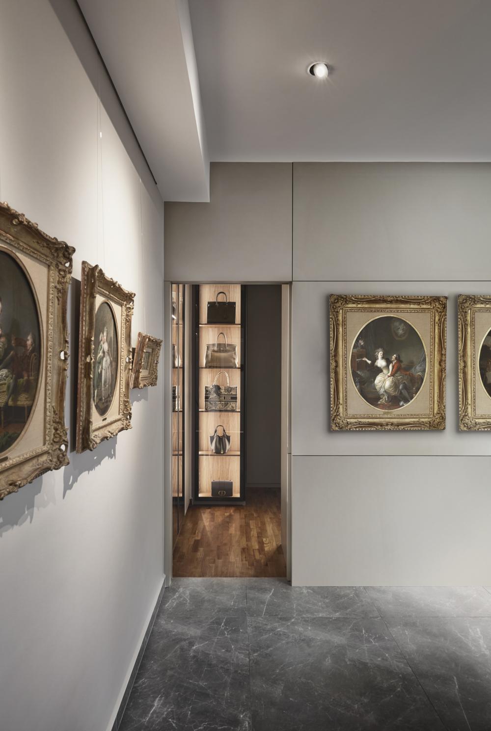 Contemporary Study with Feature Wall and Ceiling Light