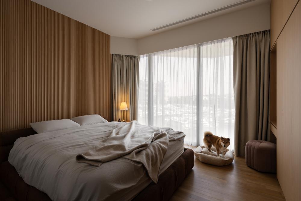 Transitional Bedroom with Vinyl Flooring and Wood Flooring