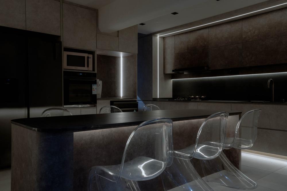 Industrial Kitchen with Countertop and Cupboard