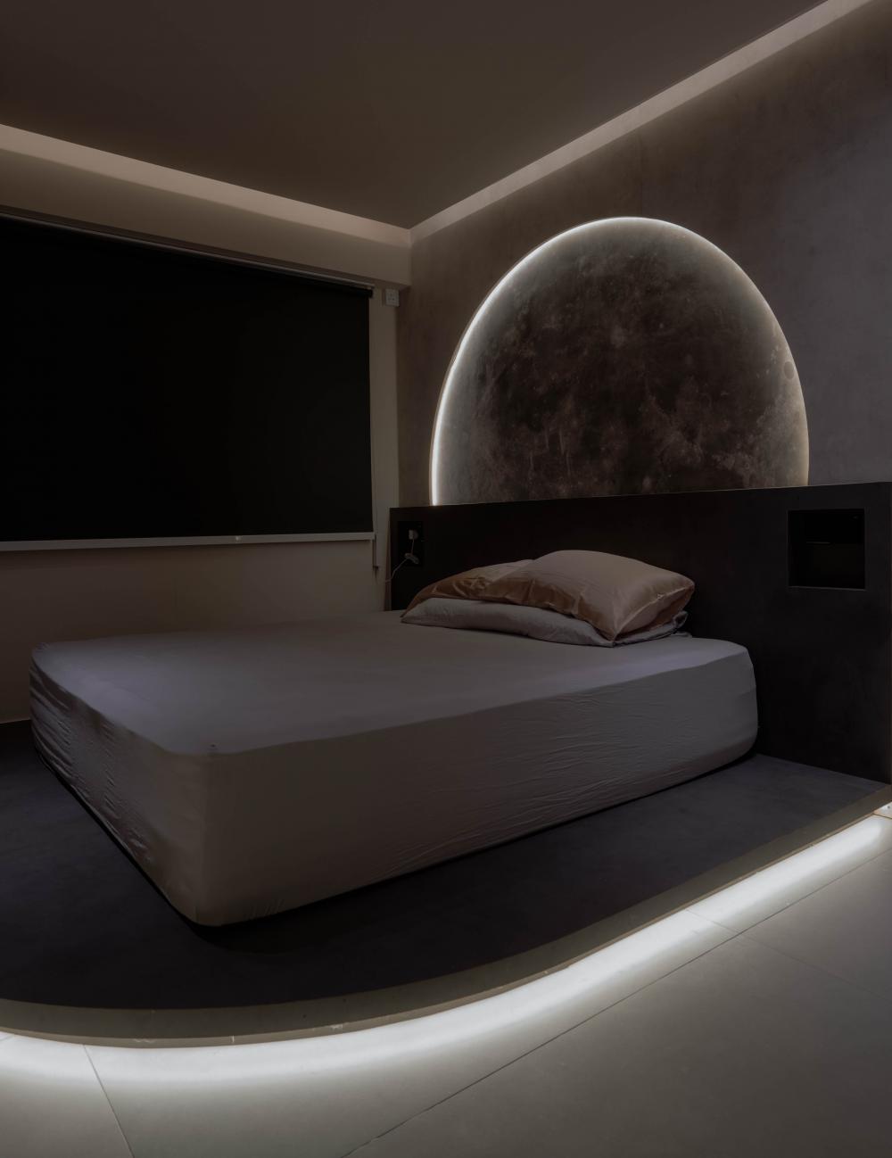 Industrial Bedroom with Platform Bed and Bed