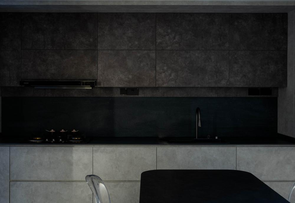 Industrial Kitchen with Kitchen Window and Open Kitchen