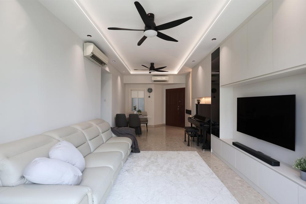Minimalist Living Room with TV Console and Feature Wall