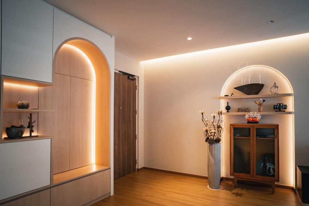 Scandinavian Foyer with Artwork and Console Table