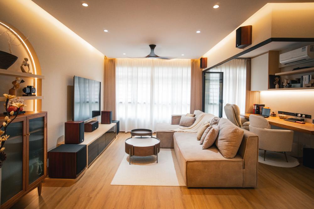 Scandinavian Living Room with Sofa and TV