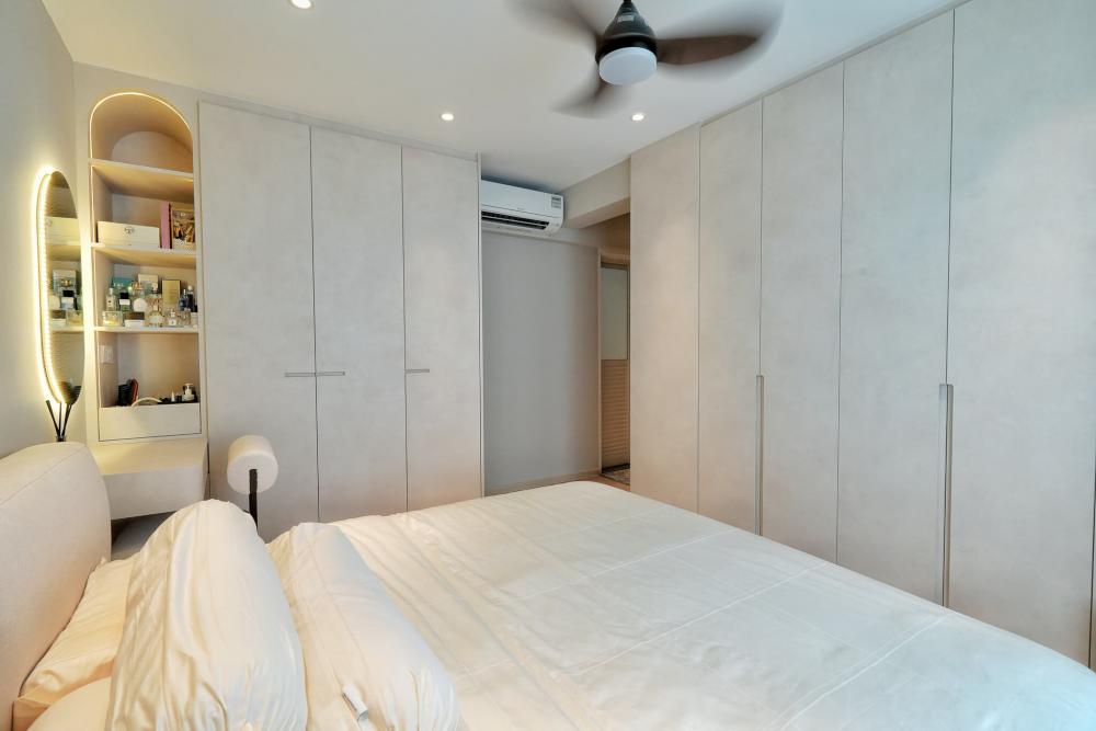 Scandinavian Bedroom with Ceiling Light and Downlights