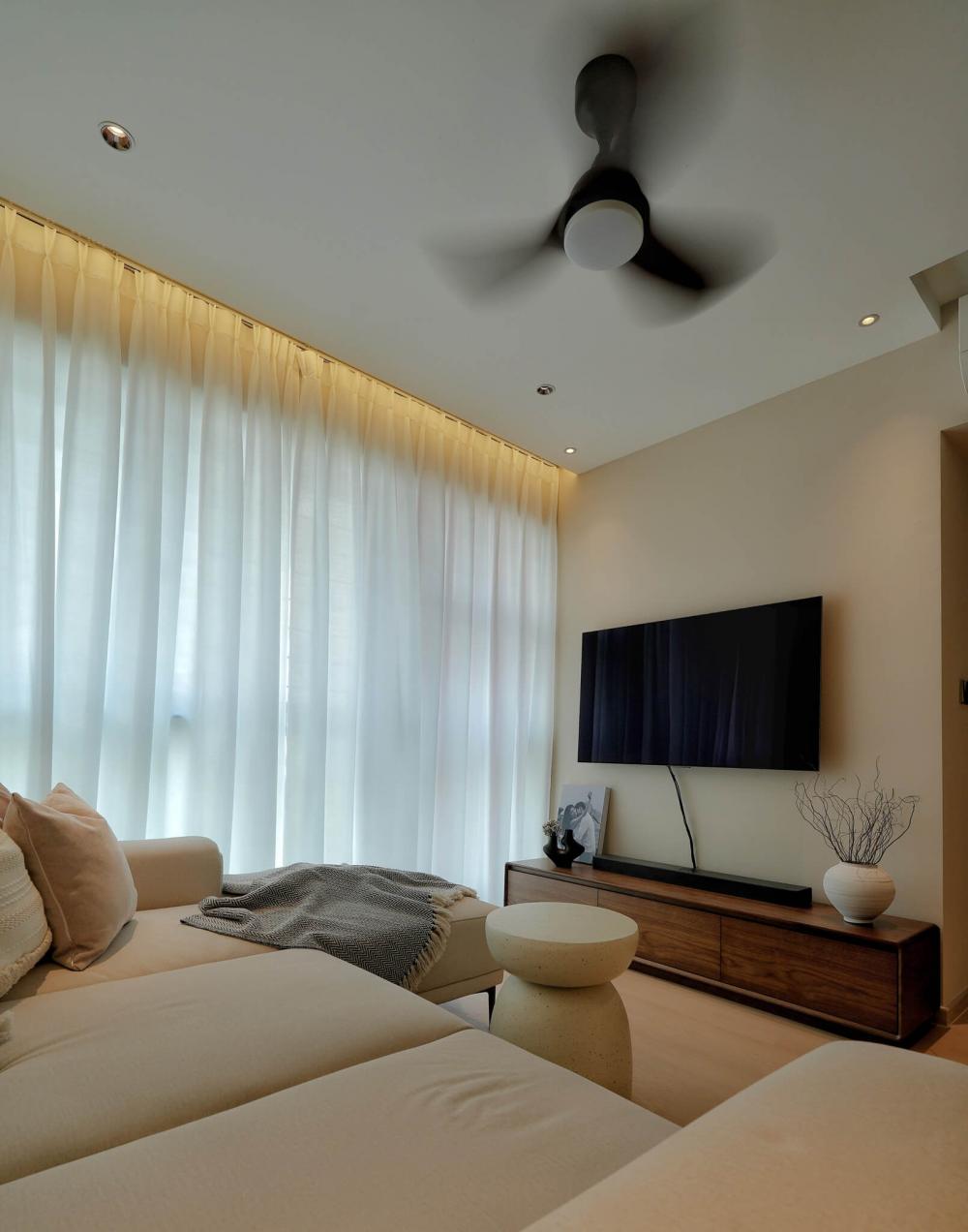 Scandinavian Living Room with TV Console and Sofa