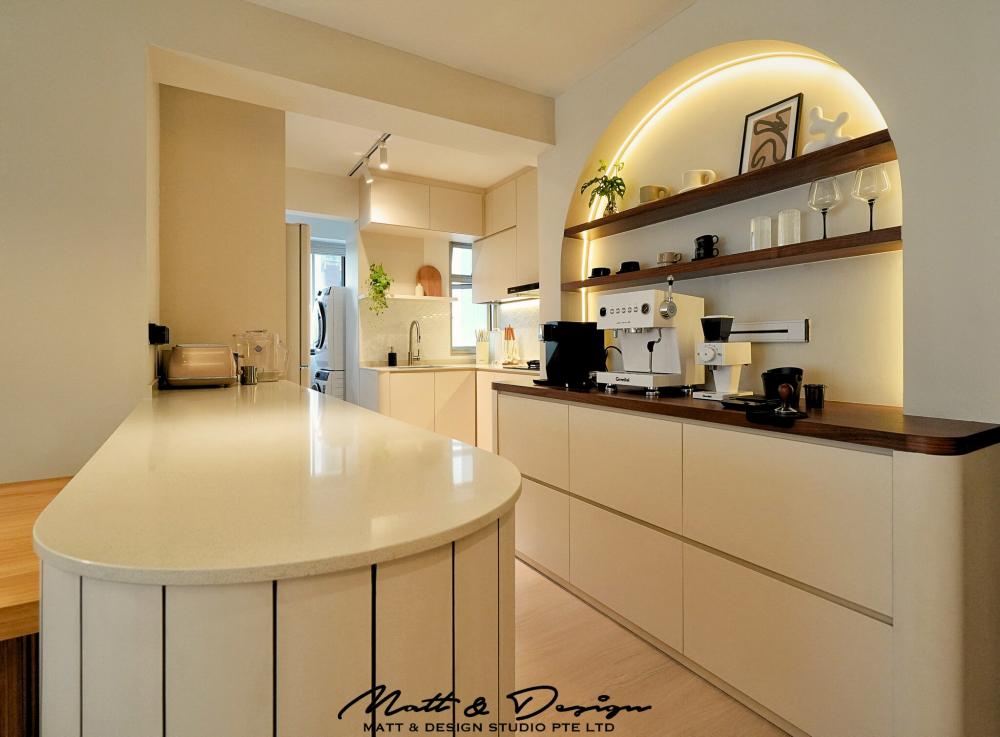 Scandinavian Home Bar with Drinkware and Café Table