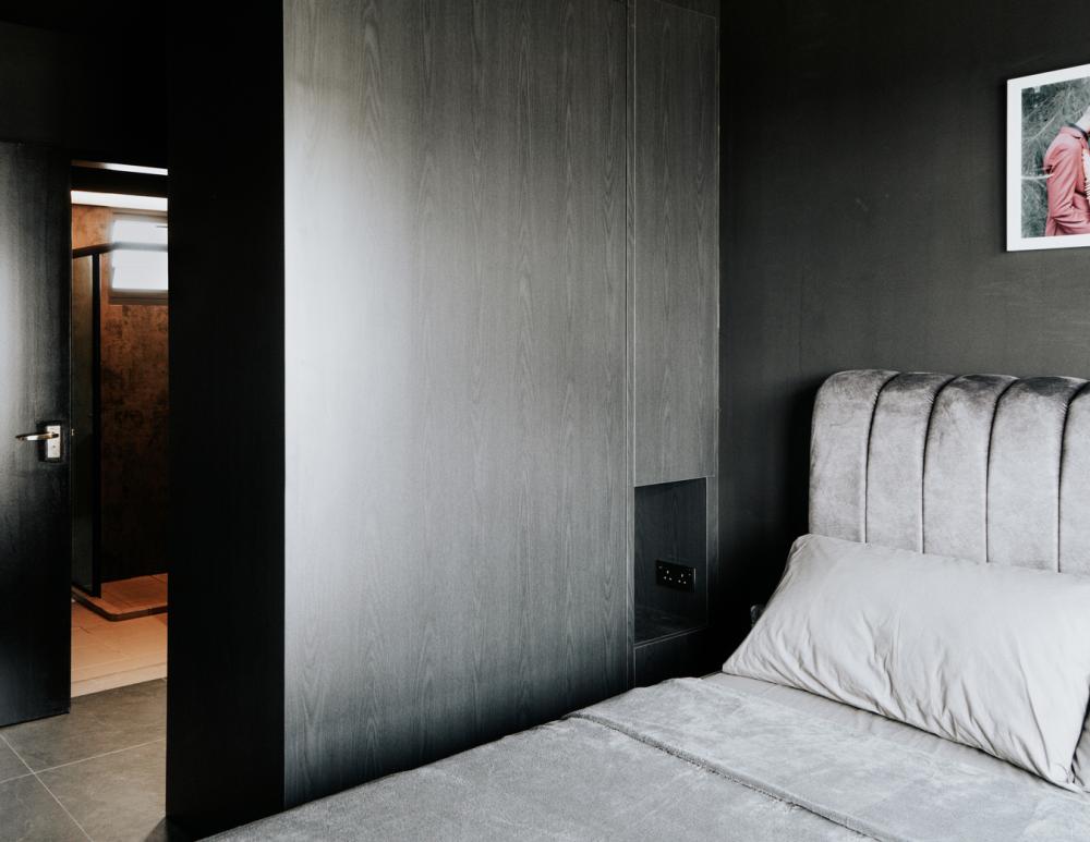 Modern Bedroom with Platform Bed and Wardrobe