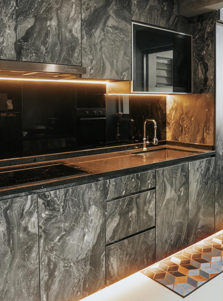 Modern Kitchen with Countertop and Kitchen Island