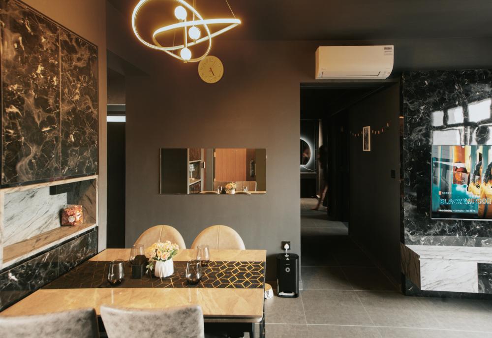 Modern Dining Room with Dining Table and Lighting