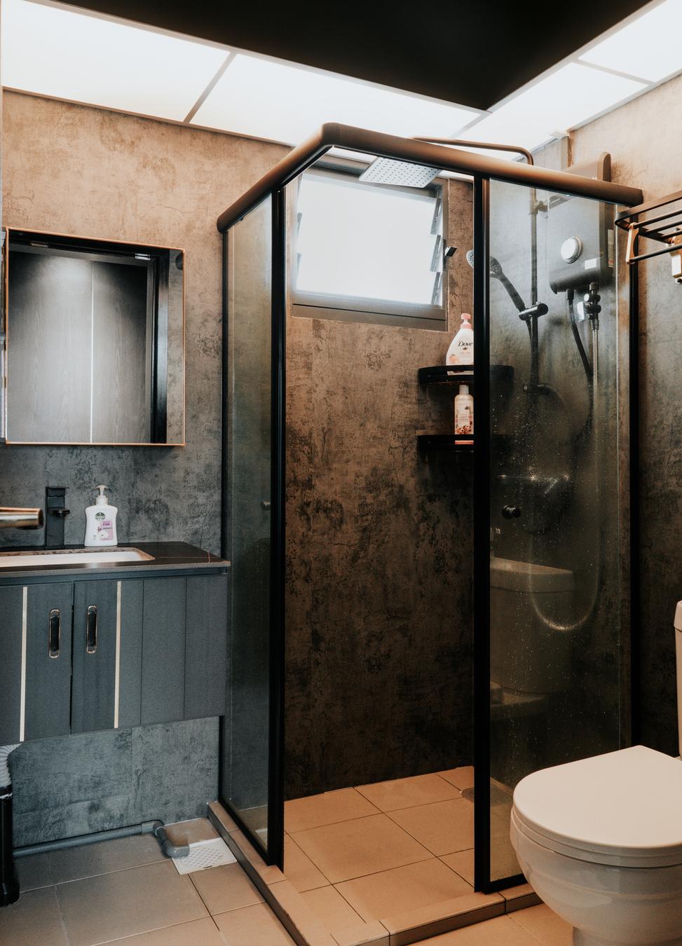 Modern Bathroom with Mirror and Shower Screen