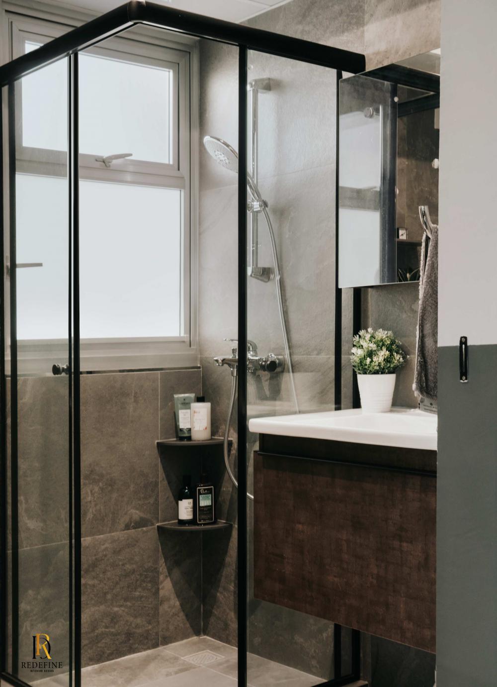 Modern Bathroom with Mirror and Shower Screen