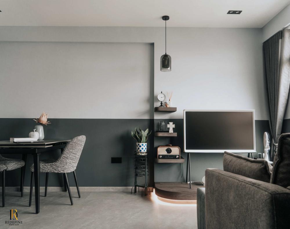 Modern Living Room with Bookshelf and Sofa