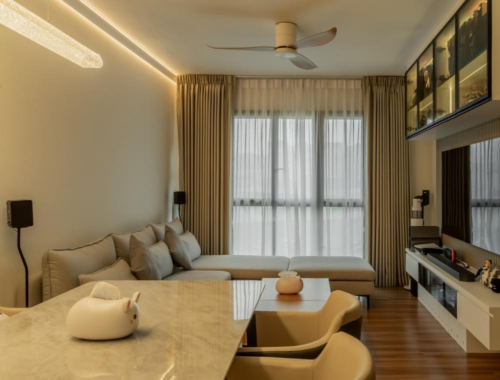 Modern Living Room with TV Console and Feature Wall