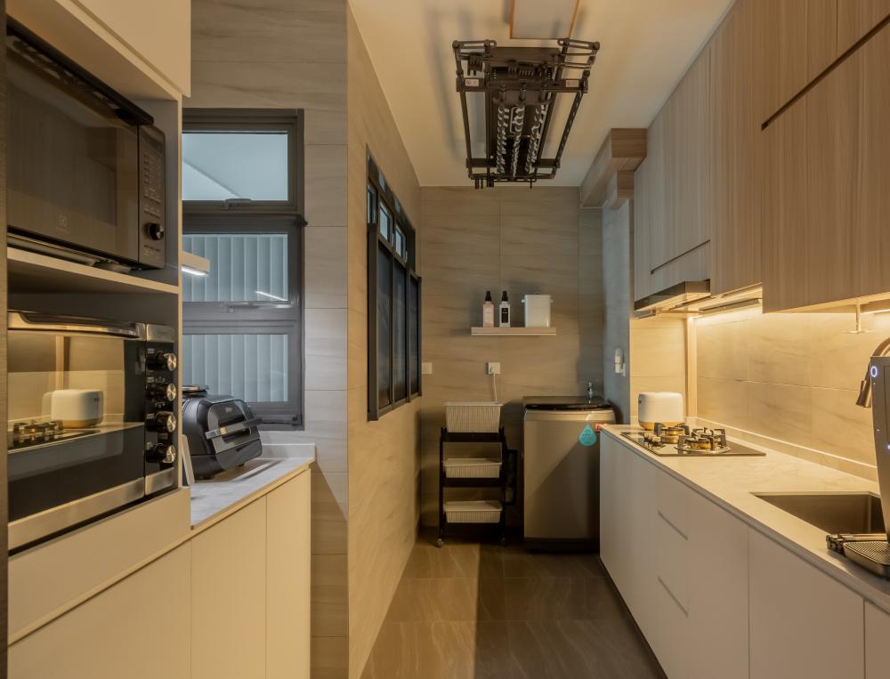 Modern Kitchen with Countertop and Vinyl Flooring