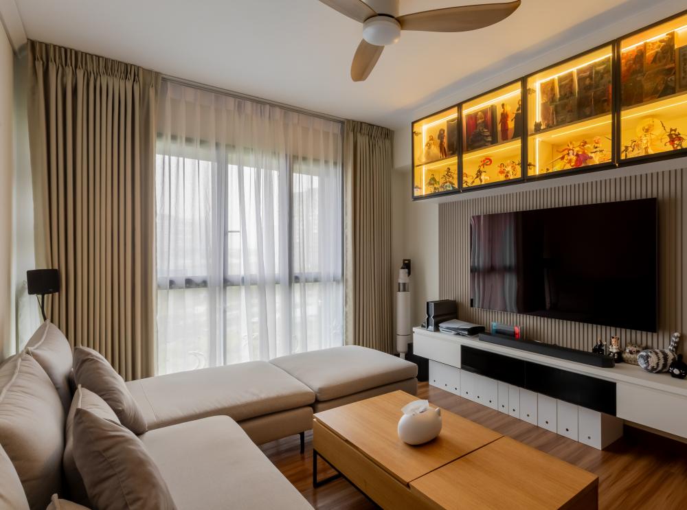 Modern Living Room with TV Console and Sofa