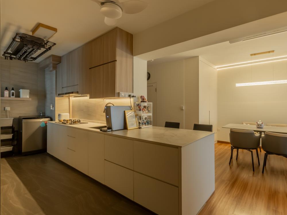 Modern Kitchen with Countertop and Vinyl Flooring