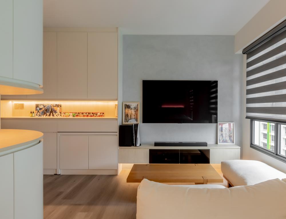 Scandinavian Living Room with TV Console and Sofa