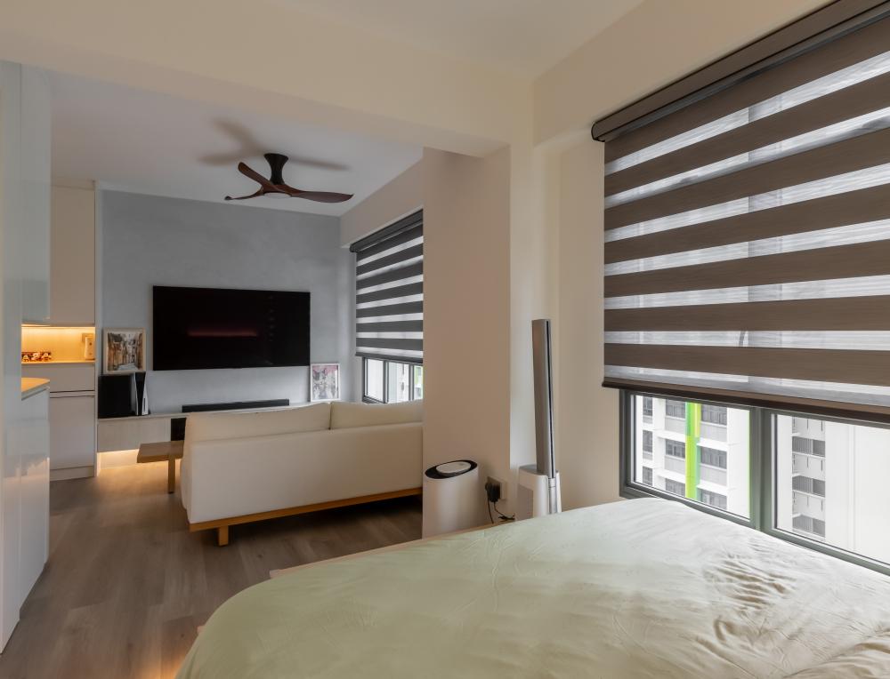 Scandinavian Bedroom with Platform Bed and Bed