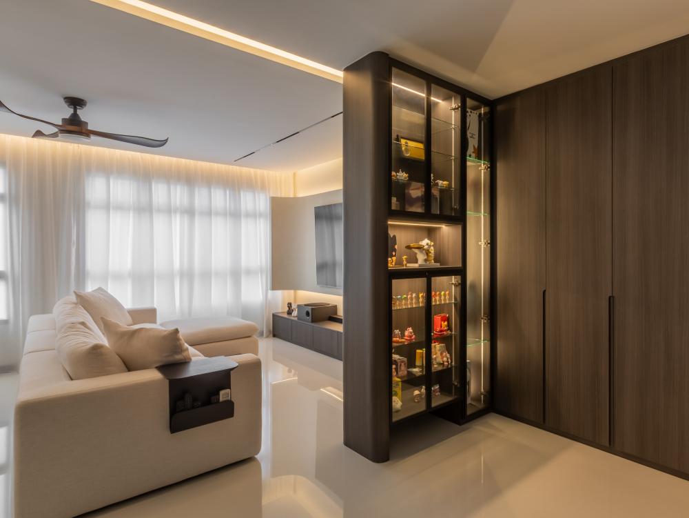 Minimalist Living Room with TV Console and Feature Wall