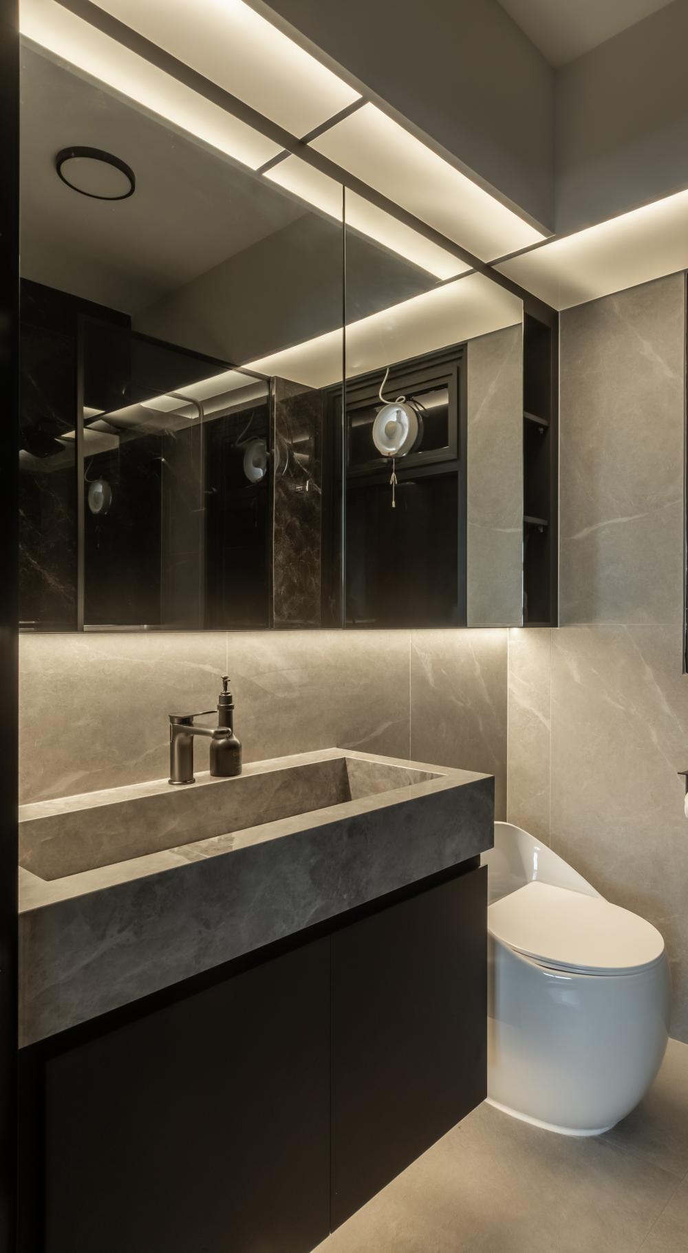 Minimalist Bathroom with Mirror and Bathroom Accessories