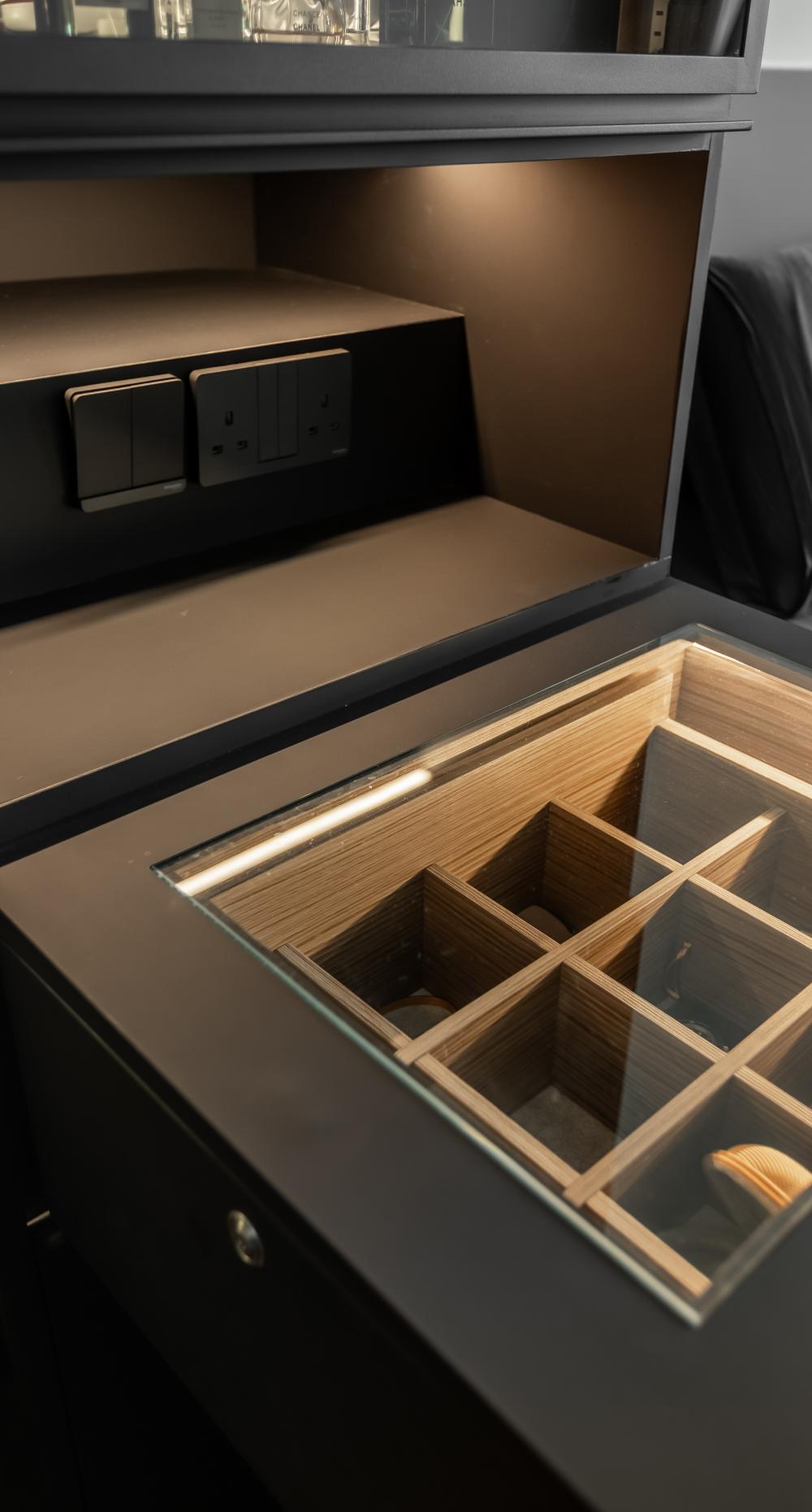 Minimalist Bedroom with Bedroom Dresser and Display Cabinets