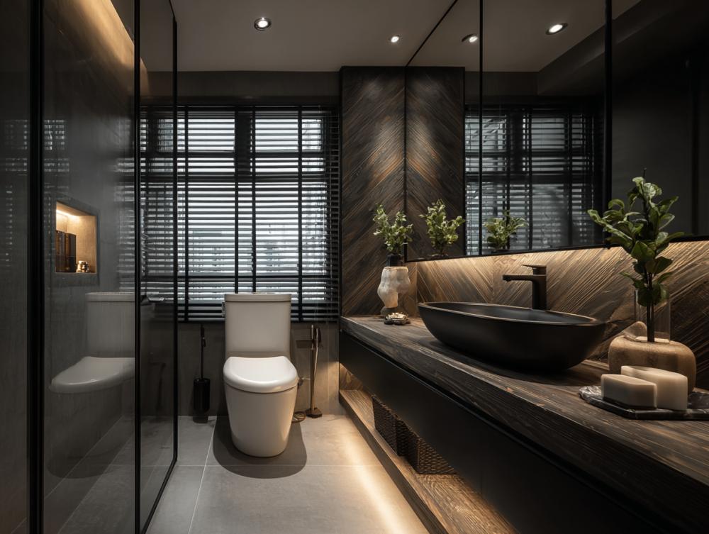 Contemporary Bathroom with Countertop and Bathroom Storage