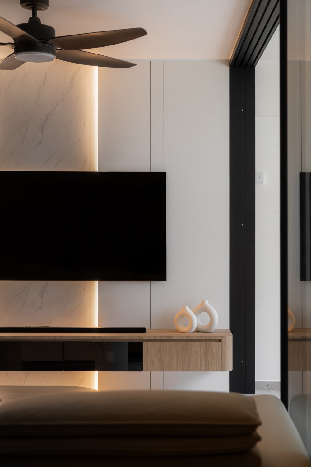 Modern Living Room with TV Console and Feature Wall