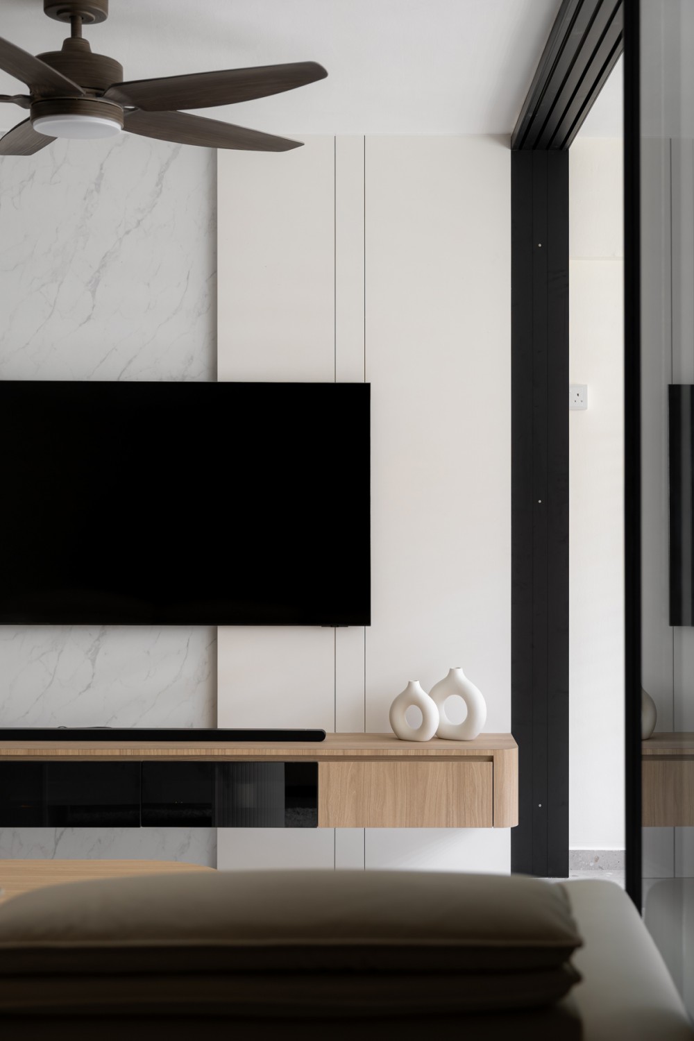 Modern Living Room with TV Console and Feature Wall