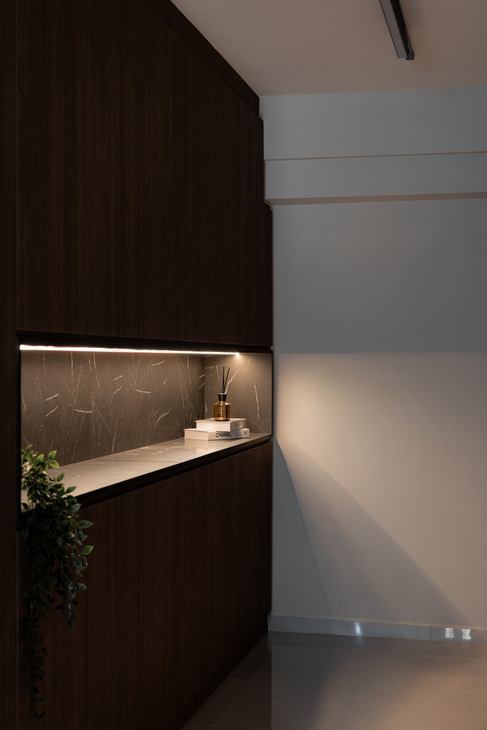 Contemporary Entryway with Small Storage and Display Cabinets