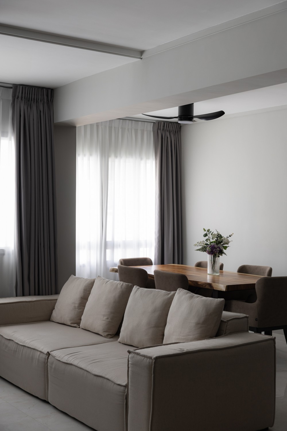 Contemporary Dining Room with Ceiling Light and Ceiling Fan
