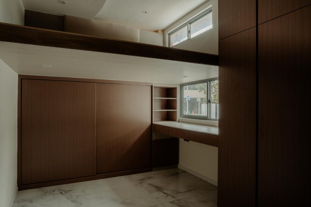 Modern Mezzanine with Loft and Bedside Table