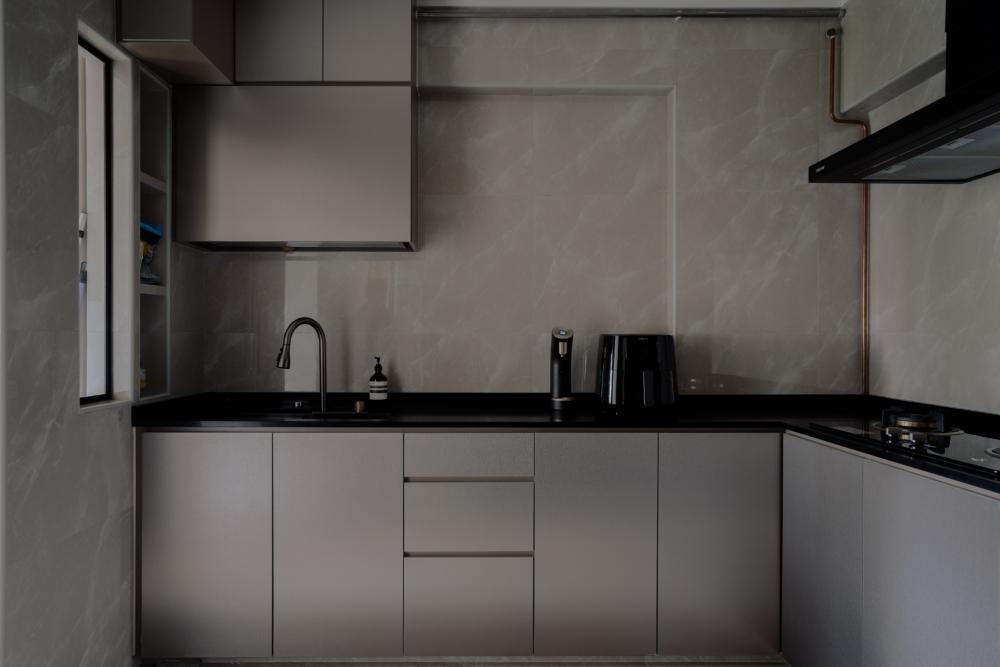 Modern Kitchen with Countertop and Vinyl Flooring