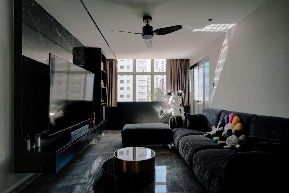 Modern Living Room with TV Console and Feature Wall