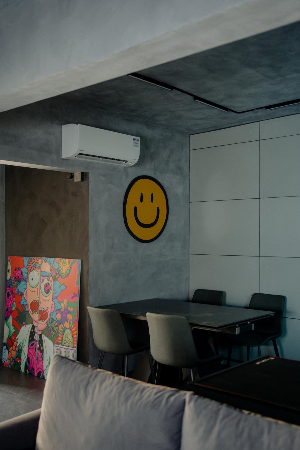 Industrial Dining Room with Drop Light and Cove Lighting