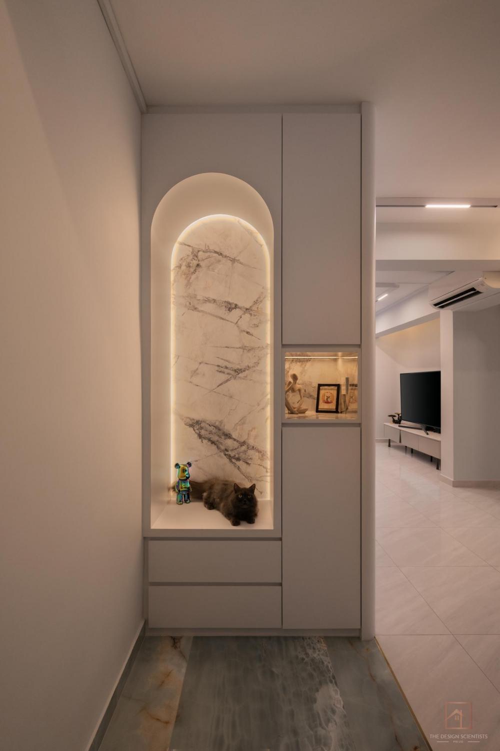 Contemporary Entryway with Seating Bench and Shoe Rack