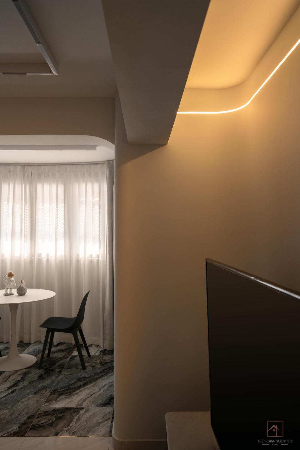Contemporary Living Room with Bookshelf and Settee