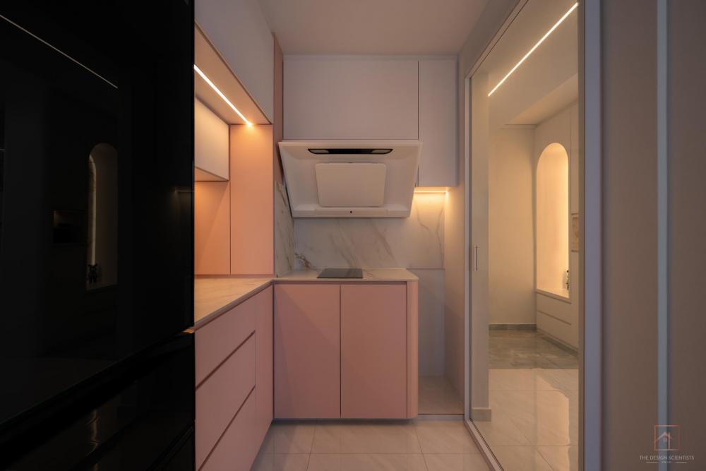 Contemporary Kitchen with Homogeneous Tiles and Kitchen Backsplash