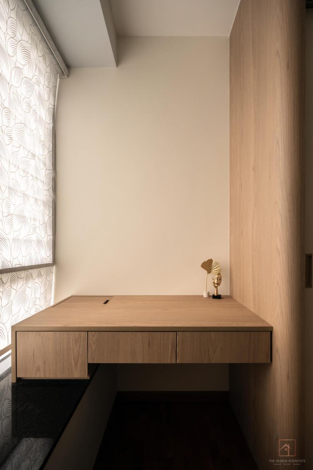 Scandinavian Bedroom with Built-in Bed and Bedside Table